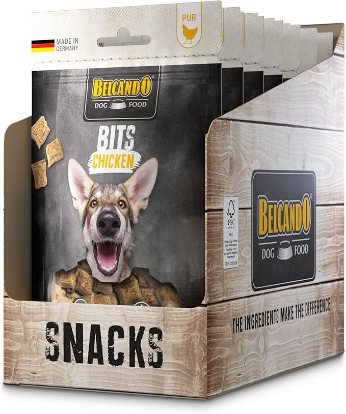 Belcando Bities Pollo | Confezione da 7 | 7 x 90 g | Snack per cani | Con tanta carne | Solo una fonte di proteine animali | Senza cereali | Senza zuccheri aggiunti
