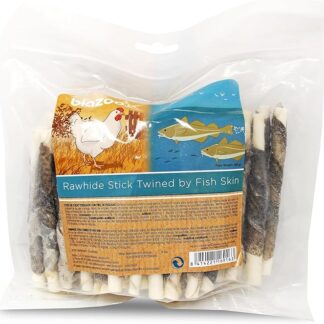 Biazoo Stick in Pelle Intrecciata con Pelliccia di Pesce 500 gr Snack per Cani Adatto a Tutte Le Razze e Dimensioni, Alti in Proteina.