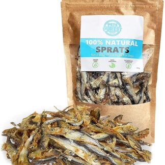 Pets Purest Snack di spratti per cani e gatti - Snack di pesce essiccato 100% naturale per cani e gatti, cuccioli e anziani - Cibo crudo ipoallergenico per animali senza glutine, cereali e lattosio