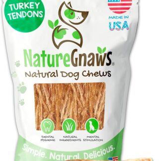 Nature Gnaws USA Turkey Tendini per cani - Premium Natural Chew Treats for Dogs - Delicious Reward Snack for Small Medium & Large Dogs - Made in the USA 4 oz Bag