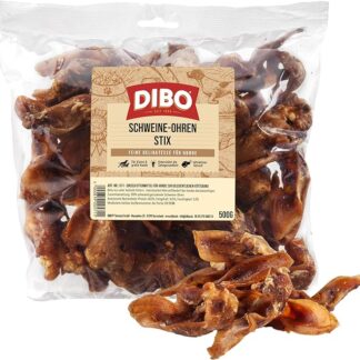 DIBO Pennino per orecchie di maiale, sacchetto da 500 g, piccolo snack o dolcetti per alimenti per cani, articoli da masticare di qualità senza prodotti chimici