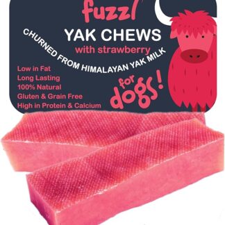 Fuzzl Yak Chews per Cani Gusto Fragola 140g Snack da Masticare Naturale con Latte di Yak Himalayano Confezione da 2 Pezzi