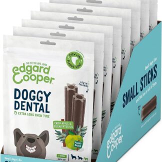 Edgard & Cooper Snack per Cane Stick Dentali Naturale 8x7 (confezione da 8) Bastoncini da Masticare, igiene dentale, tempo di masticazione lungo, alito fresco (Mela e Eucalipto, Piccolo)