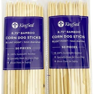 KingSeal Spiedini in legno di bambù per cani, 22,5 cm x 5 mm di diametro, punta smussata per la sicurezza, confezione al dettaglio – 2 sacchetti da 50 spiedini (100 pezzi)