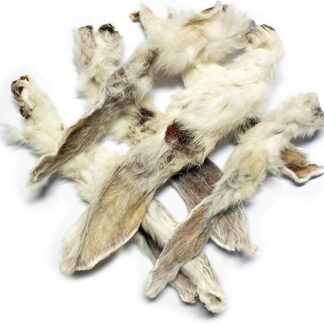 Bontoy 20 orecchie di coniglio con pelliccia, circa 400 g, spuntino naturale da masticare, spuntino o ricompensa per il vostro cane, passaporto da masticare