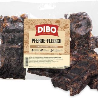 DIBO Carne di cavallo, sacchetto da 250 g, piccolo snack naturale o dolcetti per mezzo, cibo per cani, articoli da masticare di qualità senza prodotti chimici