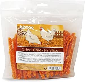 Biazoo Strisce sottili di pollo essiccato 500 gr Snack per cani adatto a tutte le razze e dimensioni. Snack Altamente digeribile e ad alto contenuto proteico.