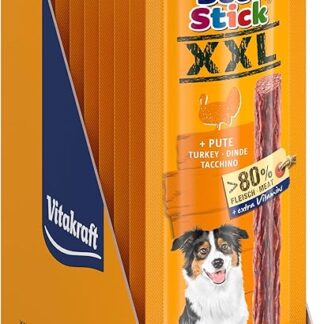 Vitakraft Beef Stick XXL, snack cane, bastoncini con carne di tacchino, snack per l’addestramento del cane, senza zuccheri aggiunti (15x 30g)