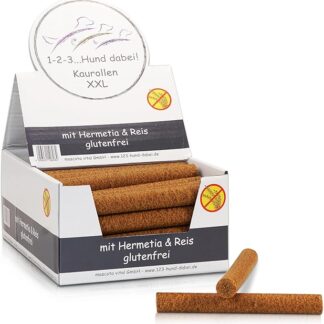 123... Hund dabei! - Rotoli da masticare XXL da 50 (Hermetia/insetti) – Rullo dentale, senza glutine, confezione conveniente, bastoncini da masticare per cani