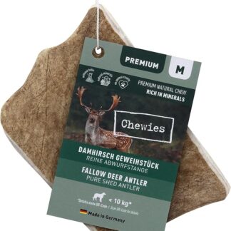 Chewies corna di Damhirsch per cani – corna da masticare in aste di demarcazione di Damhirsch – naturale e ricco di minerali – Taglia M: per cani fino a 25 kg