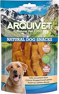 ARQUIVET Pack 12 unità - Pollo con patate dolci - 100 gr - Snack 100% naturali per cani - prelibatezze per cani - Prodotto leggero - Molto ricco di sostanze nutritive