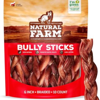 Natural Farm 10 giocattoli per cani in carne di manzo intrecciata, 15,2 cm