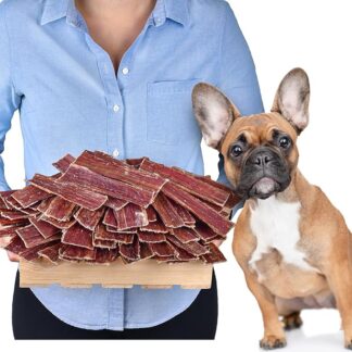 Snack da masticare per cani 12 cm1 kg (circa 55 – 65 pezzi) | per carne di manzo naturale | proteine singole | senza pelle grezza | ricchi di proteine | strisce piatte in letame di manzo