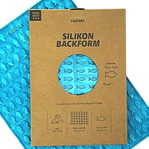 Collory Stampo in silicone a forma di pesce (2 cm) per biscotti e zucchero per cani, cioccolatini, antiaderente, per alimenti, senza BPA (marmorizzato turchese)