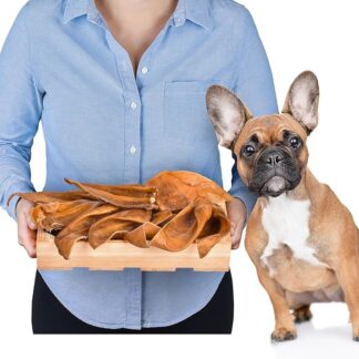 Mezza orecchie di maiale per cani, 10 pezzi (200 g), spuntini naturali di maiale, senza cereali e di lunga durata, orecchie di maiale essiccate all'aria, snack sano per tutte le razze di cani