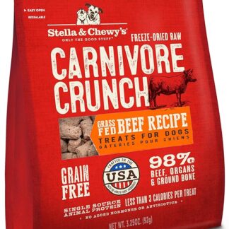 Stella & Chewy's Dolcetti per cani con ricetta di manzo crudo liofilizzato al carnivoro Crunch erba - 3,5 once Borsa