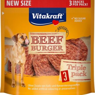 Vitakraft Beef Burger, snack cane, come spuntino o quando si è in giro, senza zuccheri aggiunti (1x 27g)