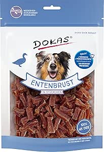 DOKAS Petto d'anatra in pezzi – Snack Premium senza glutine in dimensioni pratiche per cani – Ideale per l'allenamento – 1 x 200 g
