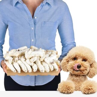 Zampe di coniglio essiccate con pelliccia per cani, 1 kg (circa 35 – 40 pezzi), naturali e asciugate all'aria, senza cereali, ipoallergeniche, ideali per la cura dei denti e la pulizia dell'intestino