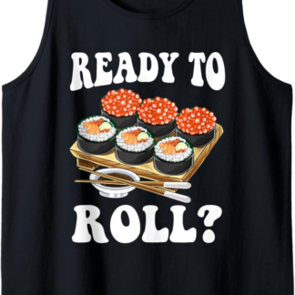 Tipi di sushi con gatti Riso Salmone Pesce Giappone Kawaii Canotta