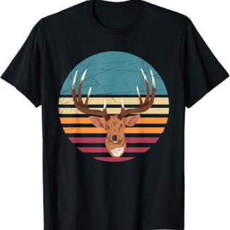 Fauna Selvatica Foresta Animale Retro Corna Renna Cervo Maglietta