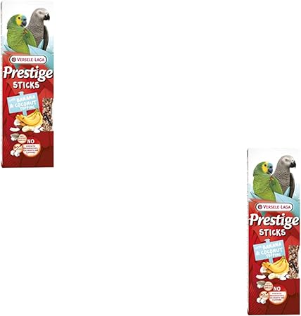 Versele-Laga Prestige Sticks Parrots with Banana & Coconut Top | Double Pack | 2 x 140g | Snack for Parrots | No Added Sugar and No Synthetic Preservatives