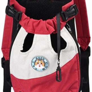 Dog Outdoor Backpack Dog Carrying Supplies Portable Pet Carrying Backpack Oxford Cloth Dog Cat Front(XXL,Red&White)