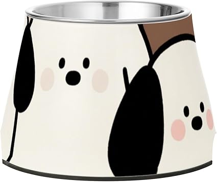 Милая мультяшная собачка, миска для еды Happy Dogs с подставкой, из нержавеющей стали, приподнятая миска для средних собак, не боящаяся усов.