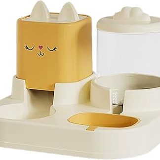 Кормушка и поилка для кошек, диспенсер для корма для домашних животных - симпатичный контейнер для корма большой емкости с поилкой - две миски с автоматической бутылочкой для питья, автоматическая кормушка
