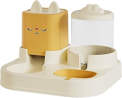 Кормушка и поилка для кошек, диспенсер для корма для домашних животных - симпатичный контейнер для корма большой емкости с поилкой - две миски с автоматической бутылочкой для питья, автоматическая кормушка