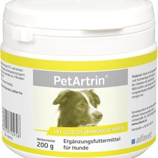 Alfavet PetArtrin – банка 200 г – пищевая добавка для собак – поддерживает суставы и обмен веществ в суставах при остеоартрозе.
