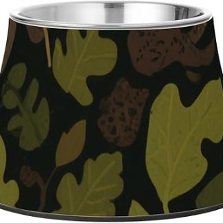 Миска для корма для домашних животных Autumn Leaf Green Brown с подставкой, миска для кормления кошек из нержавеющей стали для собак, которые медленно едят, Whiskers Tiredness Platos de comida para gatos