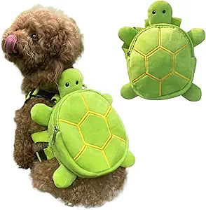 Dog Backpack Harness Turtle Shape Breathable Adjustable Cute Dog Hiking Backpack Zipper Closure 8x7in Dog Backpack for Small and Medium-Sized Dogs Dog Backpack