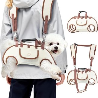 Hands Free Dog Backpack Carrier for Small Dogs, Yorkie Shoulder Carrier Sling Backpack Carriers Dog Lift Harness Portable Breathable Pet Carrier Backpack for Small Puppies (S, 4.4-8.8 lbs)