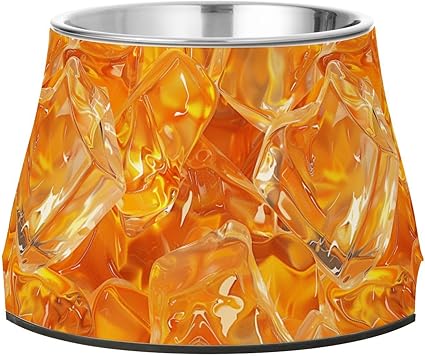 Улучшенная миска для воды для собак Orange Clear Ice Dogs Water Bowl Upgraded Stainless Steel Pet Feeding Bowl for Loving Pets Slow Eating