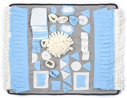 Детский коврик для собак Petphabet (71 x 66 см), пазлы, игрушки для снятия скуки, игровой коврик для собак, коврик для замедления процесса еды, тренировочный коврик, можно стирать в машинке, серый.