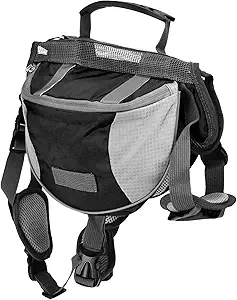 Dog Hiking Backpack, Dog Backpack Harness Dog Saddle Bag Hiking Dog Backpack with Side Pockets for Small Medium Large Dogs(L-Black)