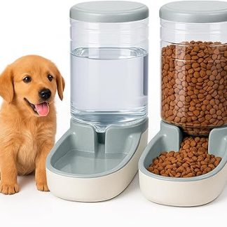 Edipets, кормушка и поилка для кошек и собак, комплект из 2 штук, автоматическая, 3,8 л/1000 унций, кормушка, поилка для домашних животных (серая)