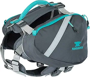 Mountainsmith K9 Dog Pack, Adjustable Chest and Back Harness Canine Backpack, Saddle Bags with Zippered Pockets for Camping, Travel, Outdoors, Backpacking, Hiking, Caribe Blue, Small