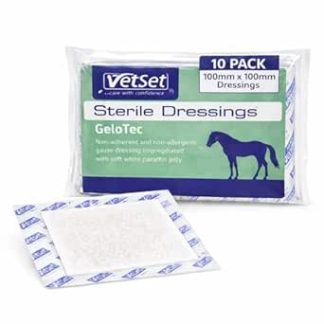 Paraffin Gauze Dressing for Horses, Dogs, Cats & Animals | Sterile Non Adherent Contact Layer for Burns & Wounds | GeloTec by VetSet (10 Pack, 100mm x 100mm)