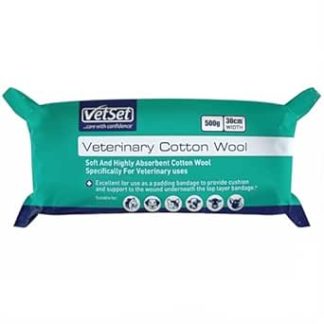 Cotton Wool Roll for Horses & Dogs, 500g, 30cm Width | Ultra-Soft Veterinary Cotton Wool Roll for Livestock, Cats & Pets | Premium & Highly Absorbent Padding for Wound Care & First Aid by VetSet