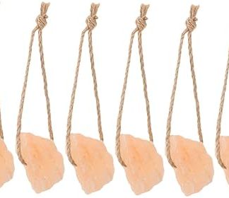 6pcs Pink Salt Lick Blocks Rope Natural Mineral 30-50g Each for Horses Cattle Deer and Livestock Feeding