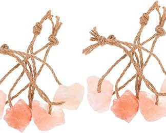 Milisten 8pcs Pink Salt Lick Blocks Natural Mineral Chew Toys Hanging Rope 30-50g for Horses, Cattle, Deer, Goats and Other Livestock Health