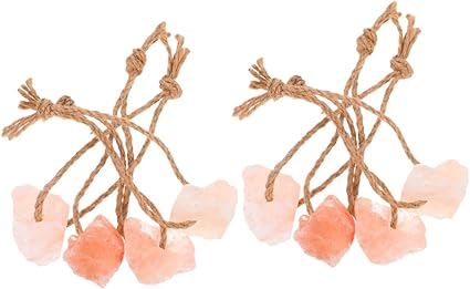 Milisten 8pcs Pink Salt Lick Blocks Natural Mineral Chew Toys Hanging Rope 30-50g for Horses, Cattle, Deer, Goats and Other Livestock Health