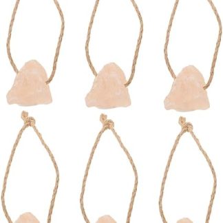 SEWACC 6pcs Natural Pink Salt Lick Blocks with Rope for Horses Deer Cattle Livestock Mineral Enriched Organic Salt Source for Immune Support and Health Enhancement