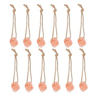 Sewroro 12pcs Pink Mineral Salt Lick Blocks 30-50g Each for Horses, Cattle, Deer, Alpacas and Goats – Natural Mineral Salt Chew with Hanging Rope for Farm Livestock Health