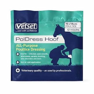PolDress Horse Hoof Poultice | Vet-Approved Hoof & Wound Dressing for Horses | Treats Abscess, Swelling, Infection | Hot, Cold, or Dry Use | 15cm x 14cm Pad