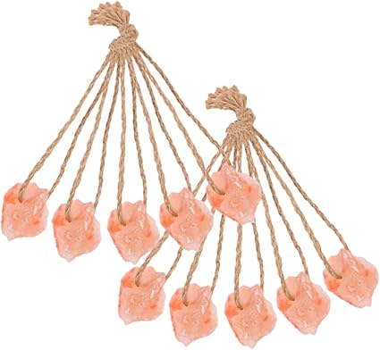 Natural Pink Salt Lick Blocks for Horses and Cattle Natural Mineral Hanging Salt Brick with Rope 10pcs 30-50g Each Accessories for Deer Goats and Livestock