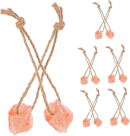 Abaodam 12pcs Mineral Salt Blocks with Hanging Rope Livestock Salt Lick Chew Toys for Alpaca Horse Cattle Goat Deer Farm Accessories