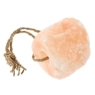 Happyyami Natural Pink Salt Block Livestock Lick Salt with Hanging Rope for Horses Cattle Deer and Farm Animals 1-2kg Cylinder for Animal Nutrition